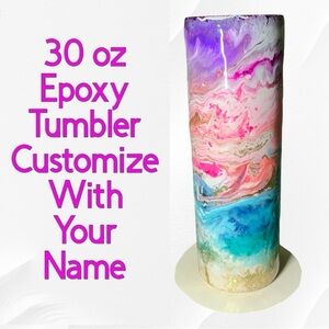 Premade Quick Customizable 30oz Stainless Steel Epoxy Tumbler Add Name